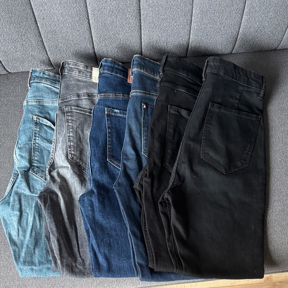 6 pair of Zara Women stretch skinny high waisted jeans